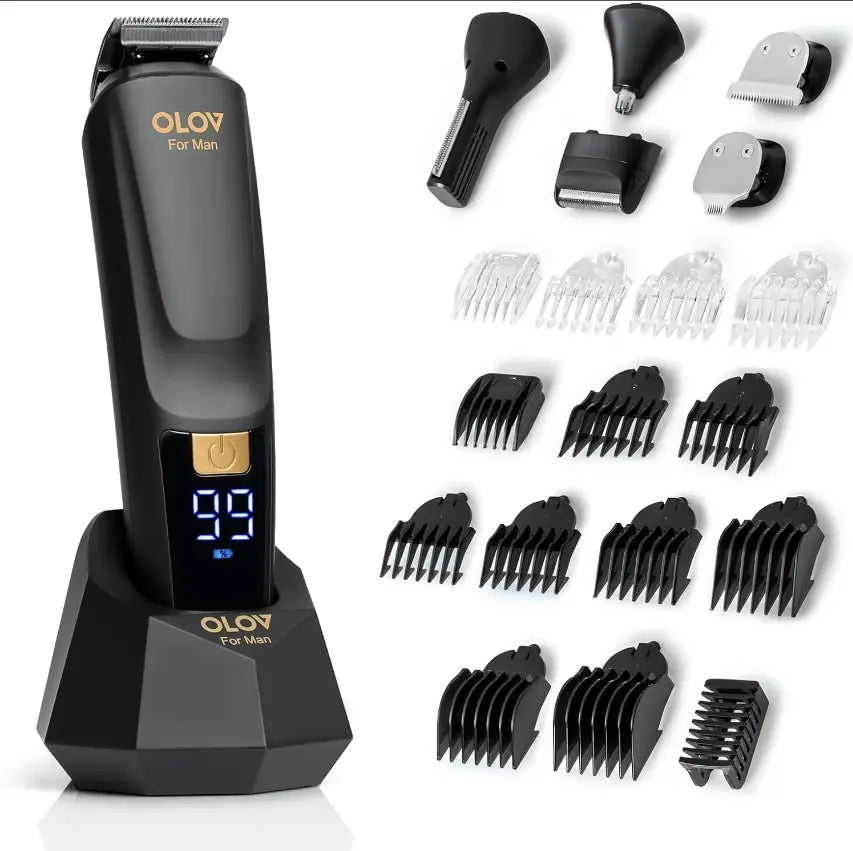 All in One Mens Grooming Kit Beard Hair Trimmer Cordless Hair Clippers Electric Razor for Beard Nose Face