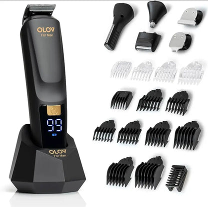 All in One Mens Grooming Kit Beard Hair Trimmer Cordless Hair Clippers Electric Razor for Beard Nose Face