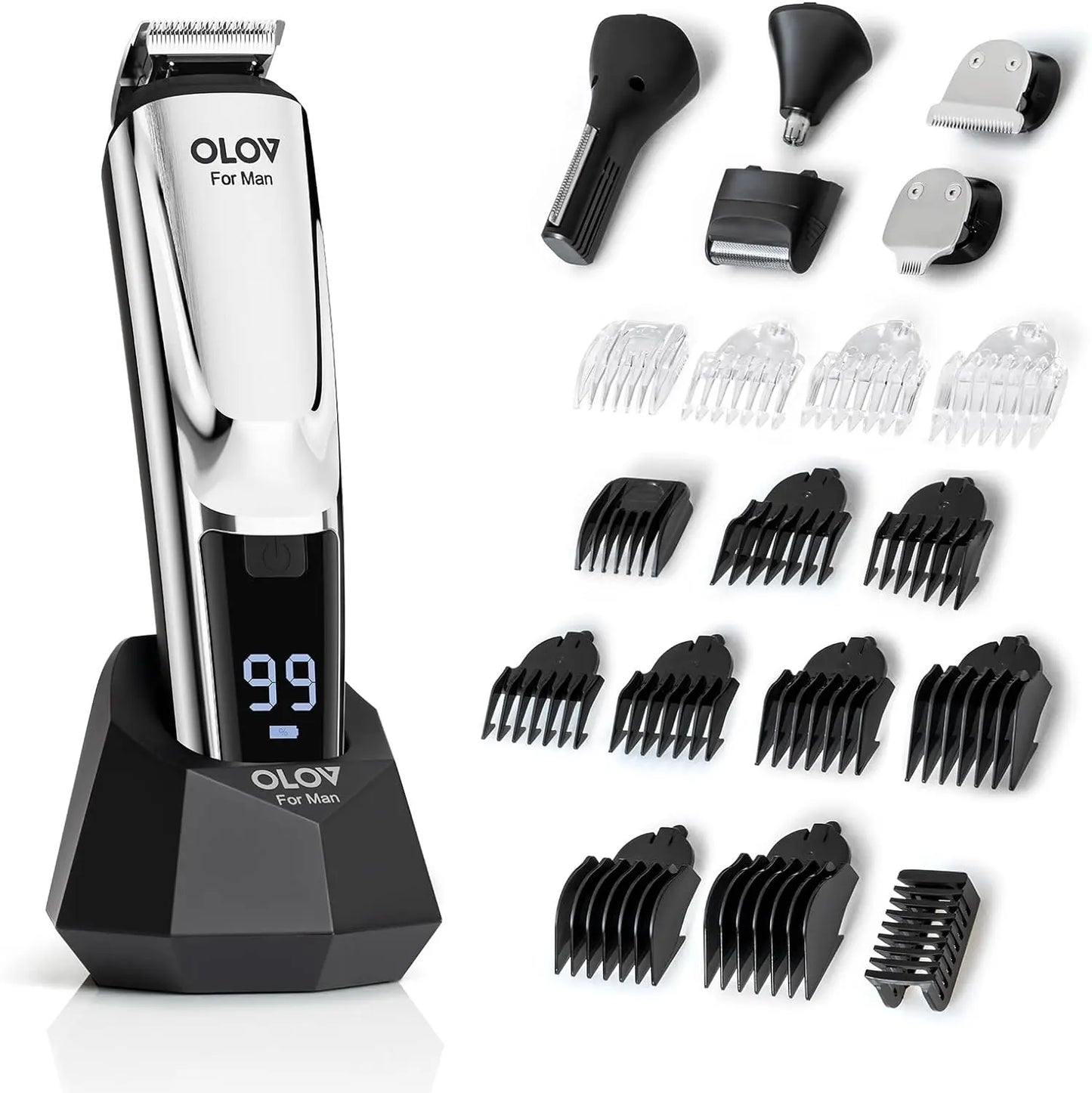 All in One Mens Grooming Kit Beard Hair Trimmer Cordless Hair Clippers Electric Razor for Beard Nose Face