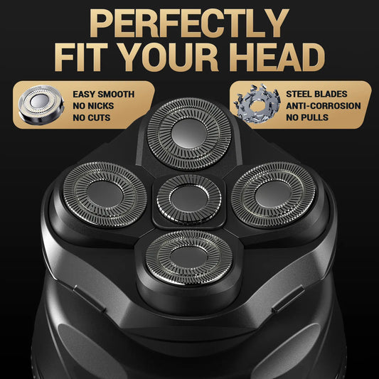 5D Rotary Electric Razor for Men Wet Dry Shaving Body Trimmer IPX7 Waterproof Type C Charging Comfort Grooming Kit